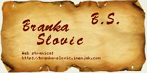 Branka Slović vizit kartica